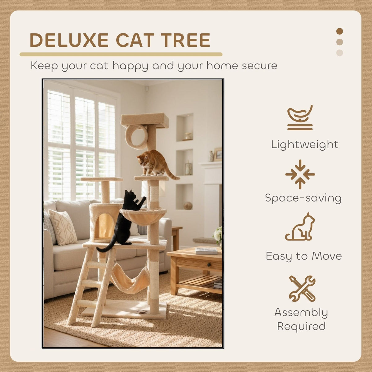 141cm Cat Tree Tower for Indoor Cats with Hammock and Condo