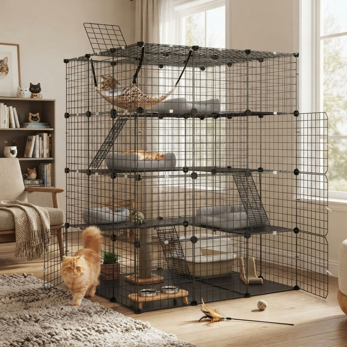 4-Tier Deluxe Cat Playpen & Enclosure