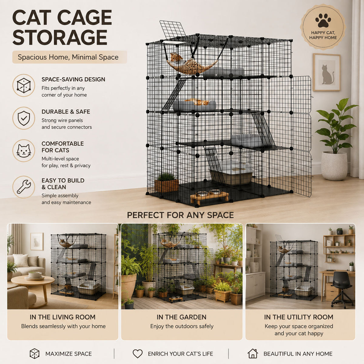4-Tier Deluxe Cat Playpen & Enclosure